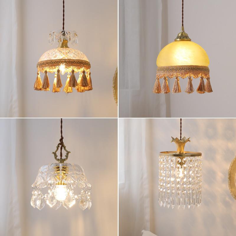 法式西洋玻璃水晶流苏餐厅吧台床头阳台入户橱窗玄关浪漫小吊灯灯