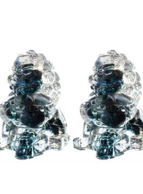 新中式琉璃透明轻奢狮子摆件样板房家居书房办公室软装工艺品装饰