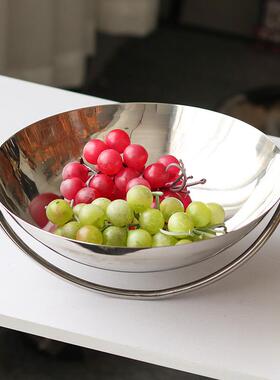 轻奢家居客厅不锈钢艺术摇篮水果盘餐具托盘摆件样板间桌面装饰品