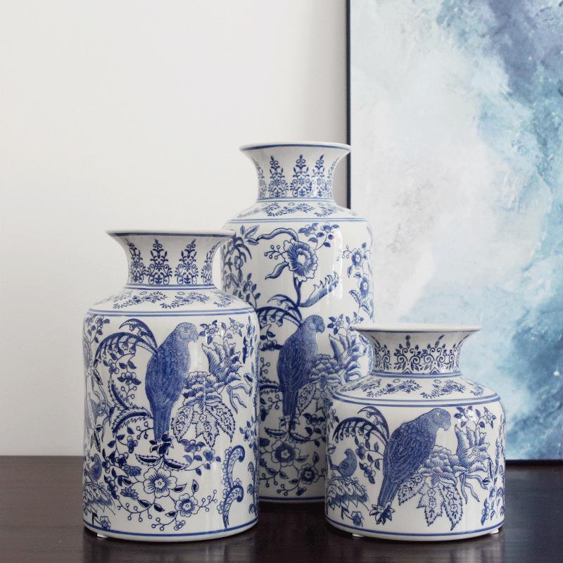 青花瓷陶瓷花瓶样板房售楼处餐厅软装饰品