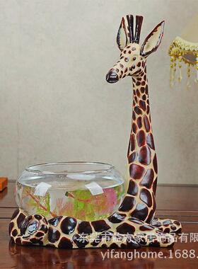 卧姿鹿小号鱼缸 乌龟缸 水草缸 客厅书房装饰品摆设 新房装饰品