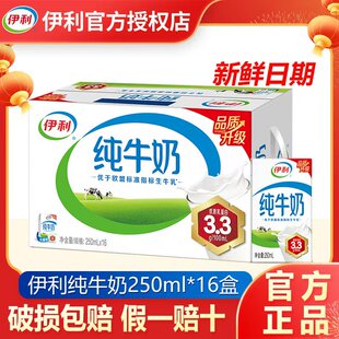 【1月】伊利纯牛奶250ml*16/24盒整箱儿童纯奶学生早餐奶全脂牛奶
