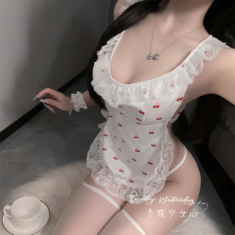 尽揽少女心：甜蜜一口*日系可爱镂空动漫小奶厨性感睡裙制服装cos