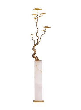 入户玄关柜招财迎松摆件客厅电视柜竖高细长形轻奢艺术软装装饰品