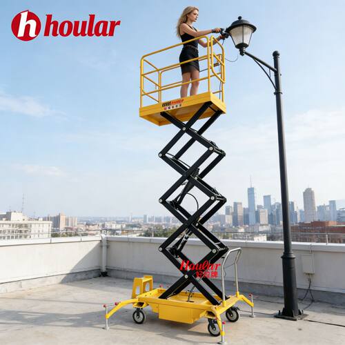 hoular跨境SJY3小型剪叉式升降平台半电动平台3米作业平台升降机