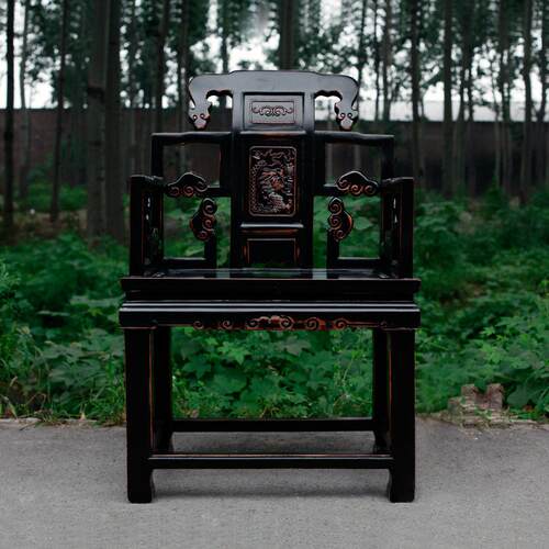 古朴年明清古典中式实木雕龙椅复古做旧椅子家具仿古新品