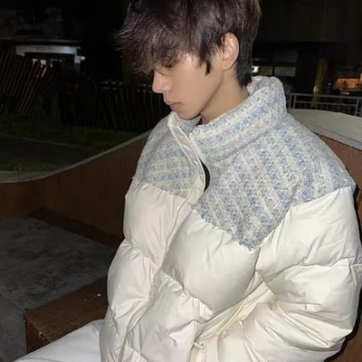 羽绒服拼接立领棉服男款保暖加厚