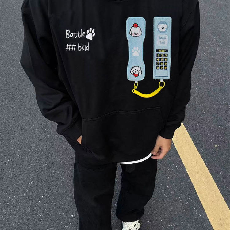 卫衣男款美式刺绣独特超好看帽衫