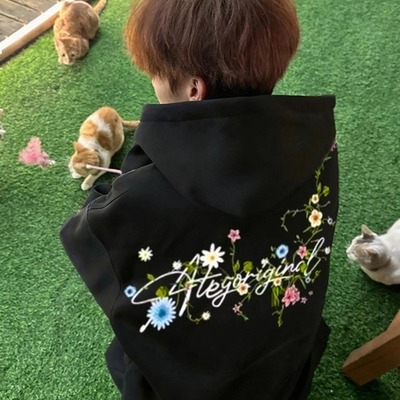 卫衣男刺绣黑色百搭单穿卫衣外套