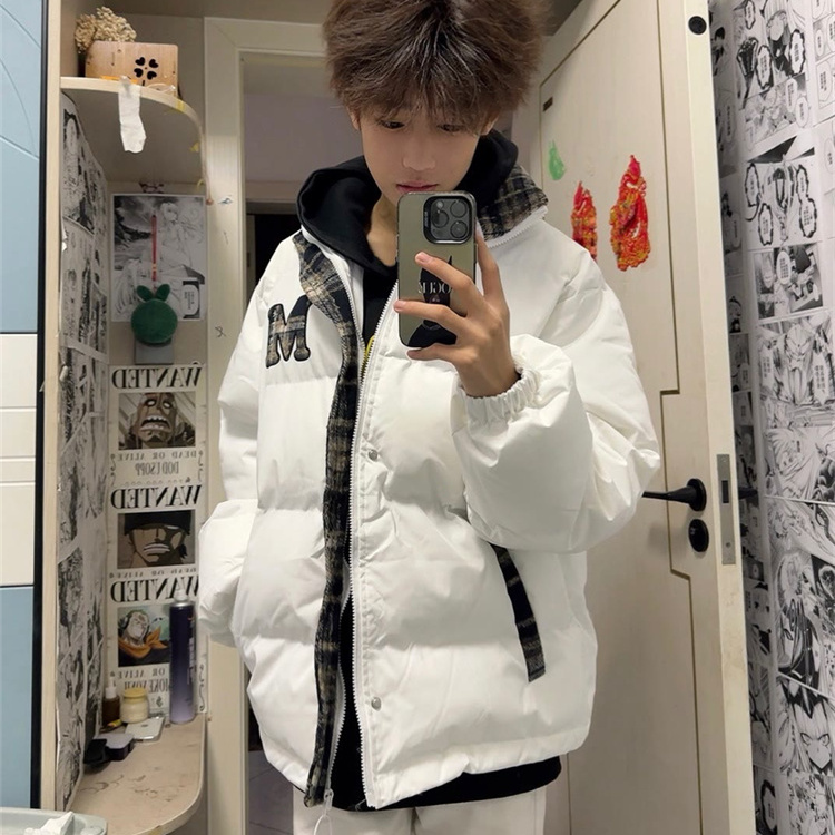 羽绒服立领字母刺绣棉服男款保暖