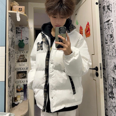 羽绒服立领字母刺绣棉服男款保暖