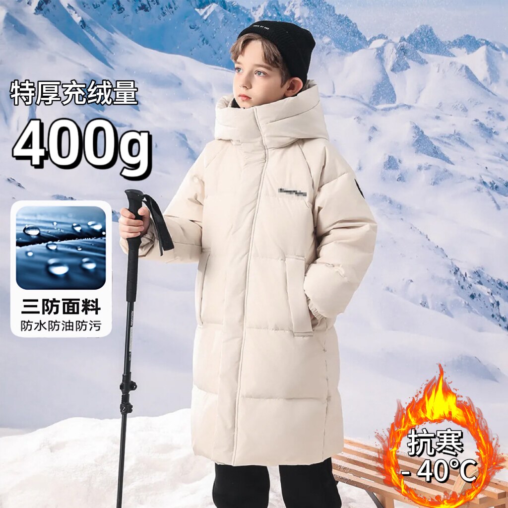 400g儿童羽绒服男女中长款过膝