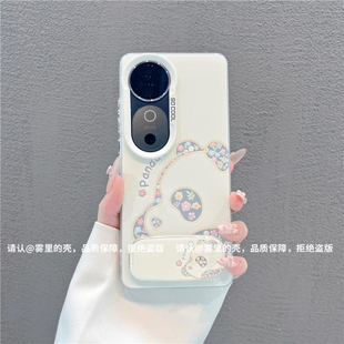 ins风碎花熊猫适用vivos19/s20pro手机壳新款高级感s18/s17网红爆款手机壳s16/s15/s12防摔外壳支架保护套女