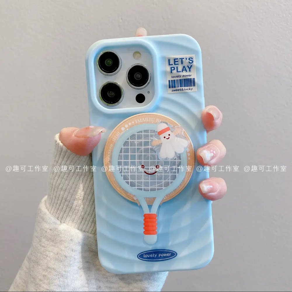 ins风羽毛球拍乒乓球拍旋转支架适用苹果15promax手机壳高级感iPhone14/13pro网红手机套12/11硅胶防摔保护套