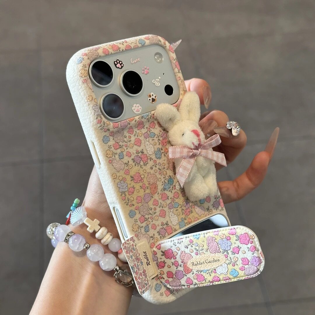 小清新碎花小兔子适用苹果17promax手机壳新款高级感iPhone16/15网红爆款手机套14/13/12防摔外壳保护套女生