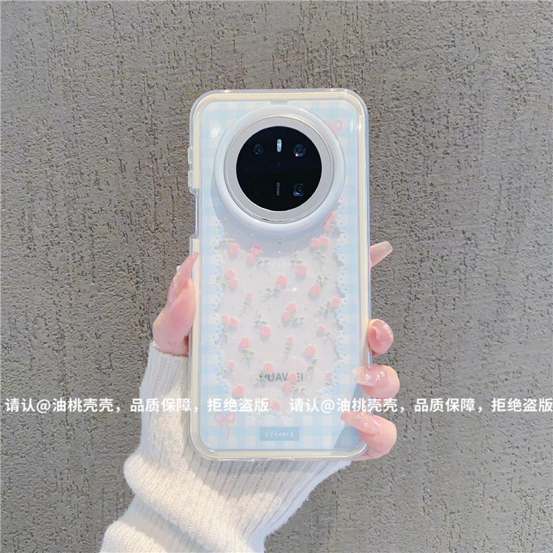 ins风小清新温柔格子碎花适用华为mate70pro手机壳高级感mate60pro网红爆款手机套mate50/40防摔外壳保护套女