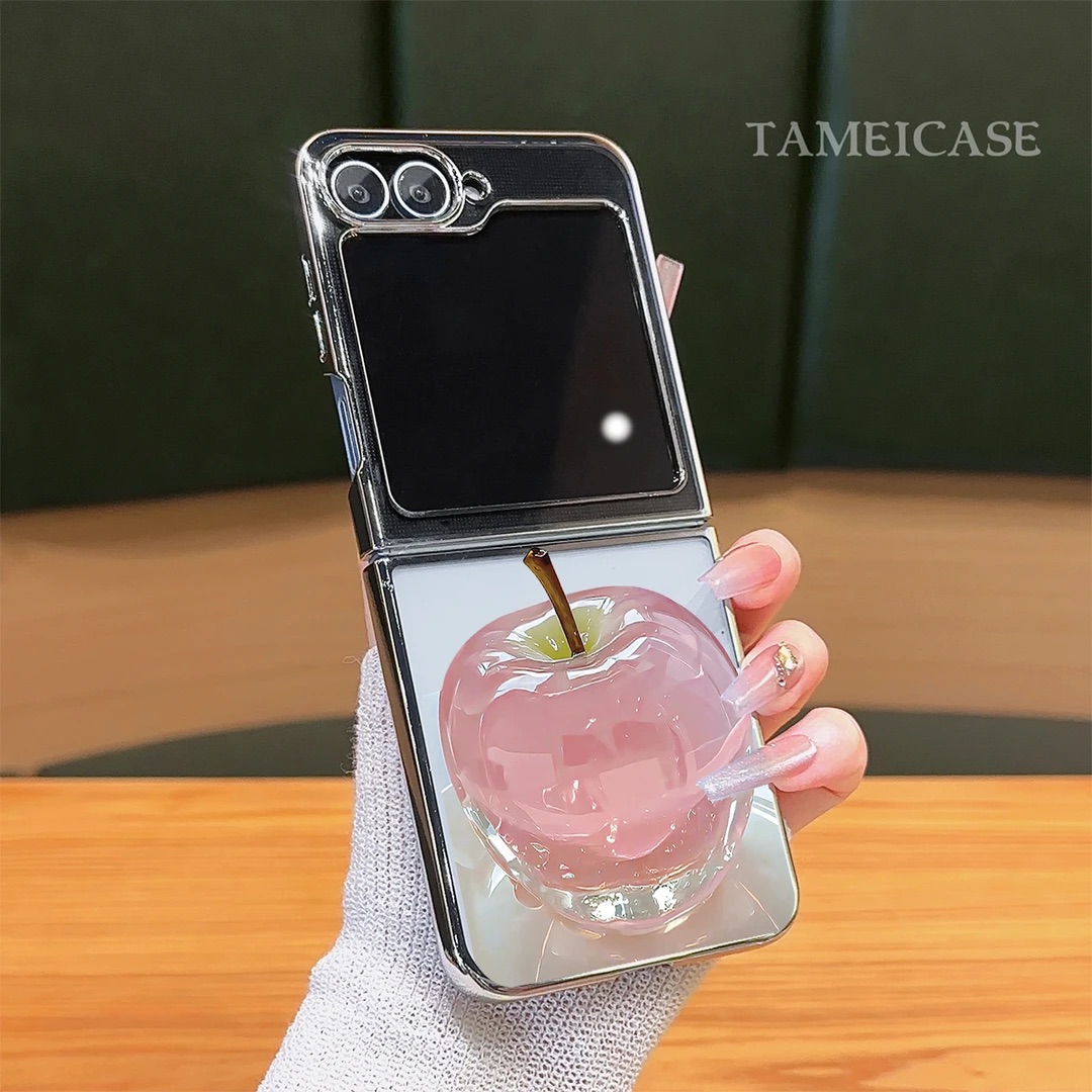 ins风水晶苹果草莓荔枝适用三星zflip6/5手机壳高级感小众网红爆款折叠屏手机壳zflip4/3硅胶外壳防摔保护套