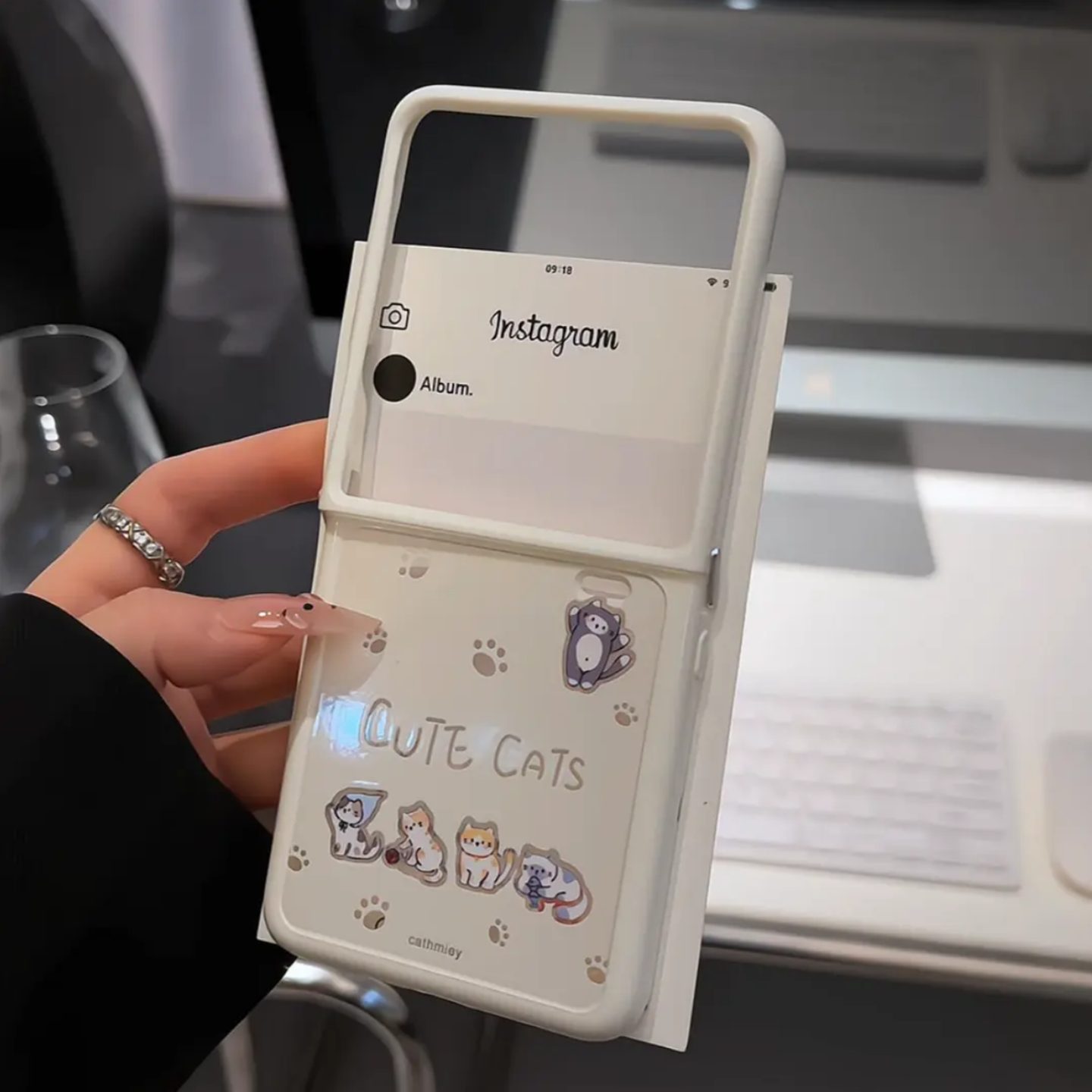 ins风五只可爱小猫适用荣耀magicvflip手机壳新款高级感小众网红折叠手机壳mixflip硅胶外壳简约防摔保护套女