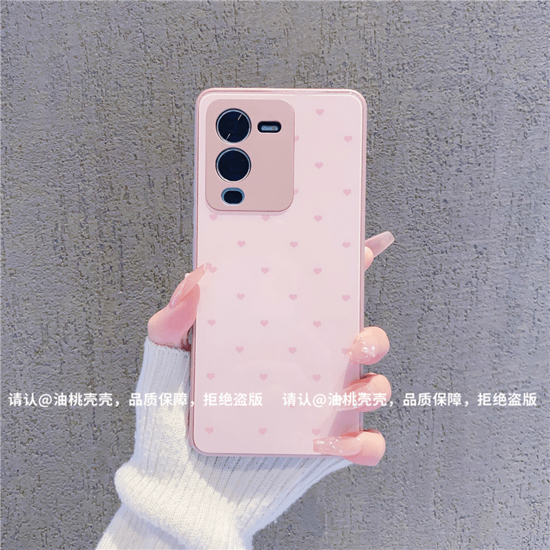 ins风小清新粉色碎花爱心适用vivos15/s16pro手机壳高级感小众s17/s18网红手机壳s15/s12/s10pro防摔保护套女