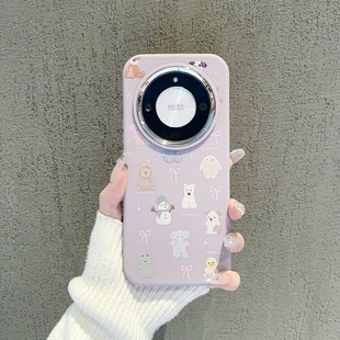 ins风紫色小动物玩偶适用荣耀x50手机壳新款高级感小众适用荣耀100pro小清新手机套90/80/70硅胶防摔保护套女