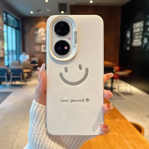 ins风简约治愈笑脸适用华为p50pro手机壳高级感个性创意p60/70pro小清新手机套p40小众时尚防摔p30保护壳女