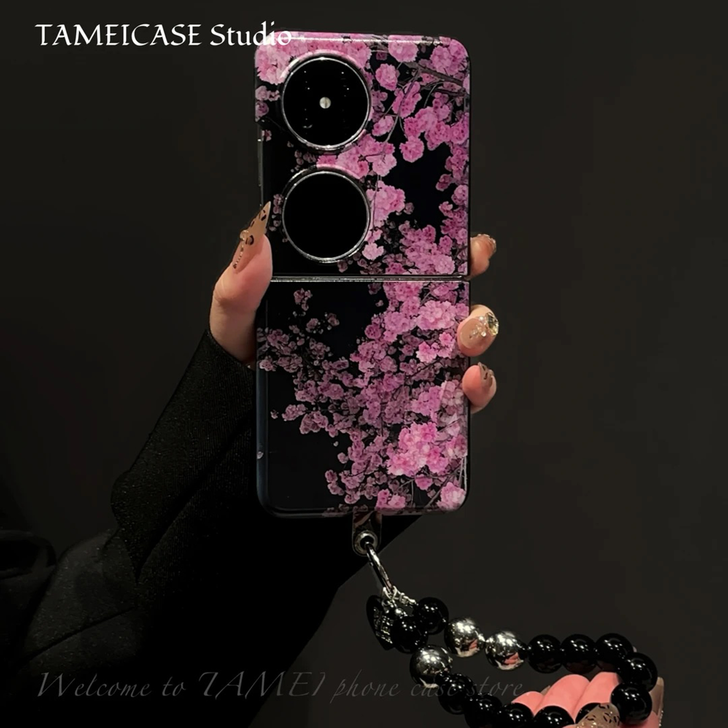 ins风轻奢感紫色碎花适用华为pocket2手机壳新款高级感p50pocket网红爆款折叠屏手机壳pockets防摔外壳保护套