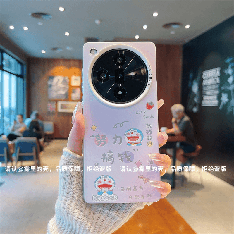 ins风卡通哆啦猫努力搞钱适用oppofindx7pro手机壳新款高级感小众findx6pro网红手机套find↓pro防摔保护套女