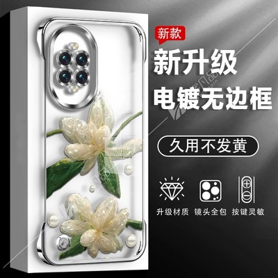 ins风高级感水晶花朵适用华为nova13手机壳透明电镀无边框nova12pro网红爆款手机套nova11/10防摔外壳保护套