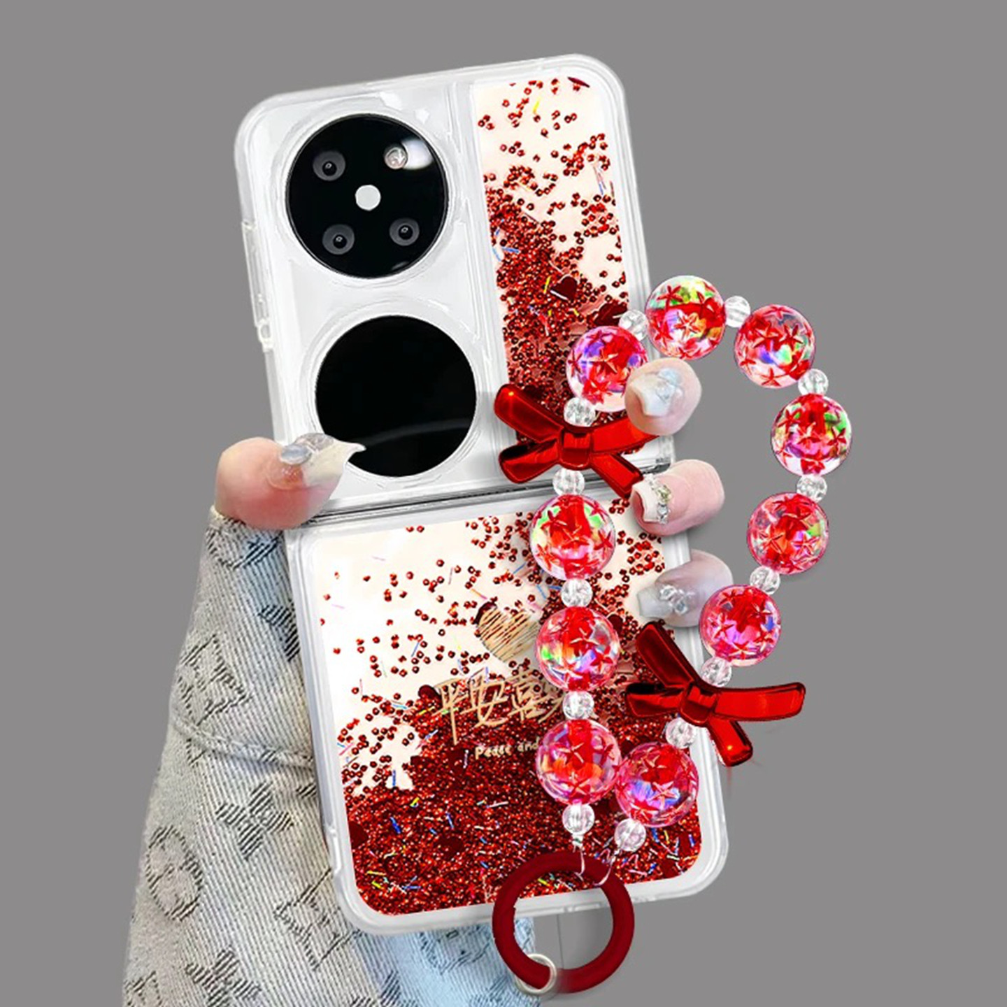 2026平安喜乐适用华为pocket2手机壳新款高级感novaflip网红爆款折叠流沙手机壳p50pocket防摔外壳保护套女生