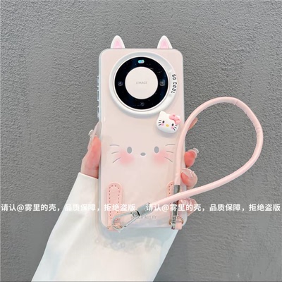 ins风小清新腮红小猫适用华为mate60pro手机壳新款高级感mate70网红爆款手机壳mate80pro防摔外壳挂绳保护套