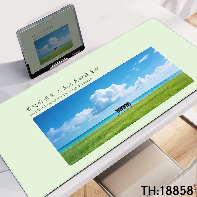 鼠标垫超大风景电脑桌垫高颜值文字温馨键盘垫子防滑桌面垫子定制