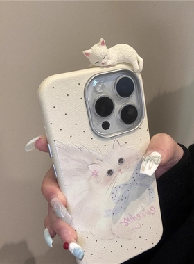 韩系ins风可爱猫咪适用三星s24fe手机壳s23fe卡通s21fe/s10女a02s新款a14网红a22个性a31/a50s防摔m53少女a54