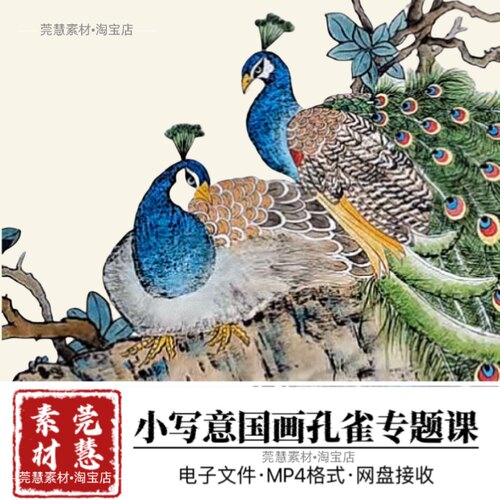 国画小写意孔雀专题视频教程自学网课电子素材