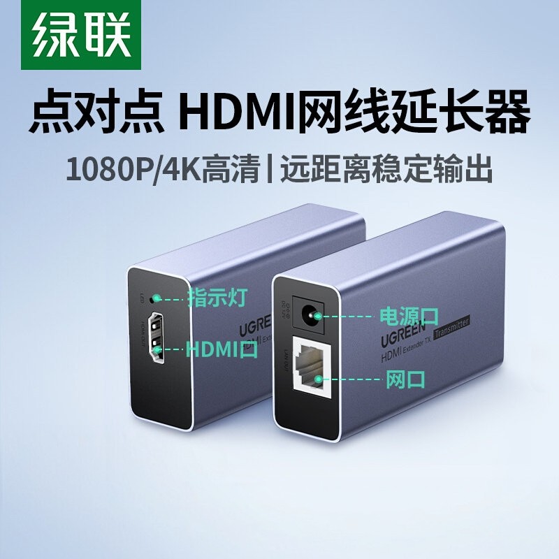 绿联hdmi网线延长器50/150/200米4k高清rj45网口音视频转换监控信号局域网放大增强usb接头kvm收发网络传输器