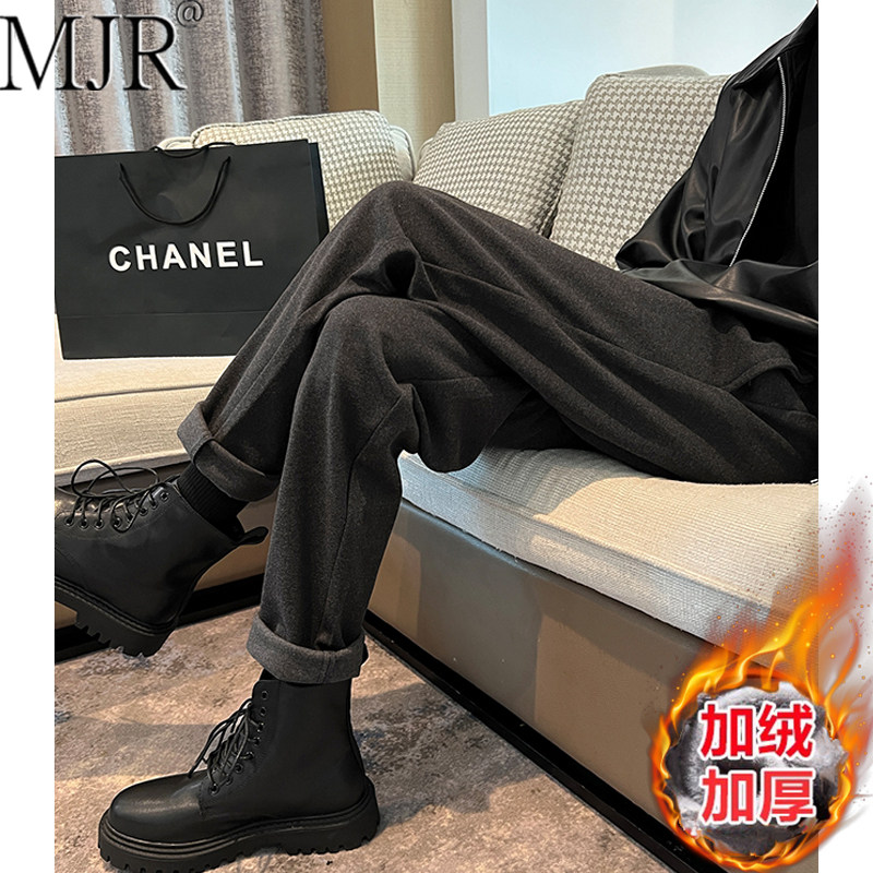 毛呢裤子男款高级感西裤2026年冬季新款高端英伦雅痞男装西装长裤