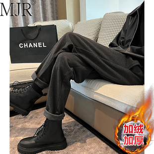 毛呢裤子男款高级感西裤2026年冬季新款高端英伦雅痞男装西装长裤