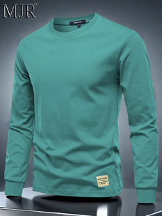 高端纯棉长袖男士T恤2025年秋季新款修身圆领上衣男款内搭打底衫