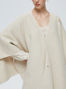 LINE CIEL【明星同款】骆驼绒/羊毛三穿保暖披肩斗篷秋冬百搭时髦