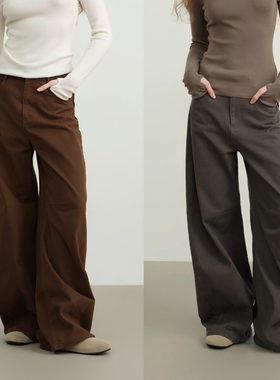 LINE CIEL全棉宽松轮廓雏形抓绒牛仔裤25秋冬新品百搭休闲简约