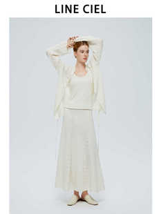 LINE CIEL羊绒羊毛镂空拼接亲肤针织松紧腰半身裙百搭显瘦半身裙