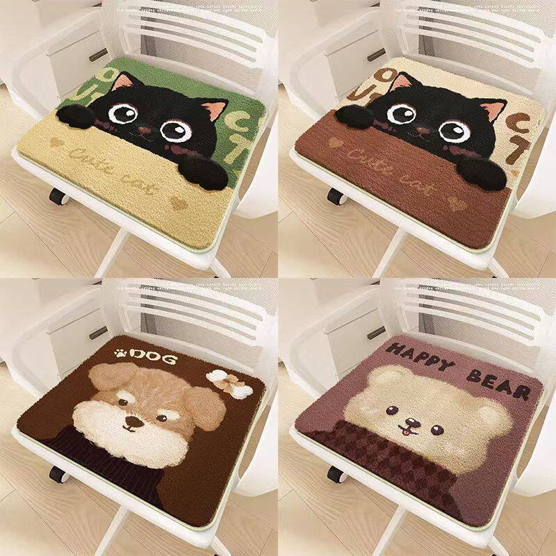 秋冬毛绒绒椅子加厚办公室久坐学生坐垫耐脏保暖四季软垫毛绒椅垫