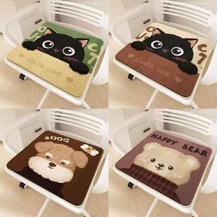 秋冬毛绒绒椅子加厚办公室久坐学生坐垫耐脏保暖四季软垫毛绒椅垫