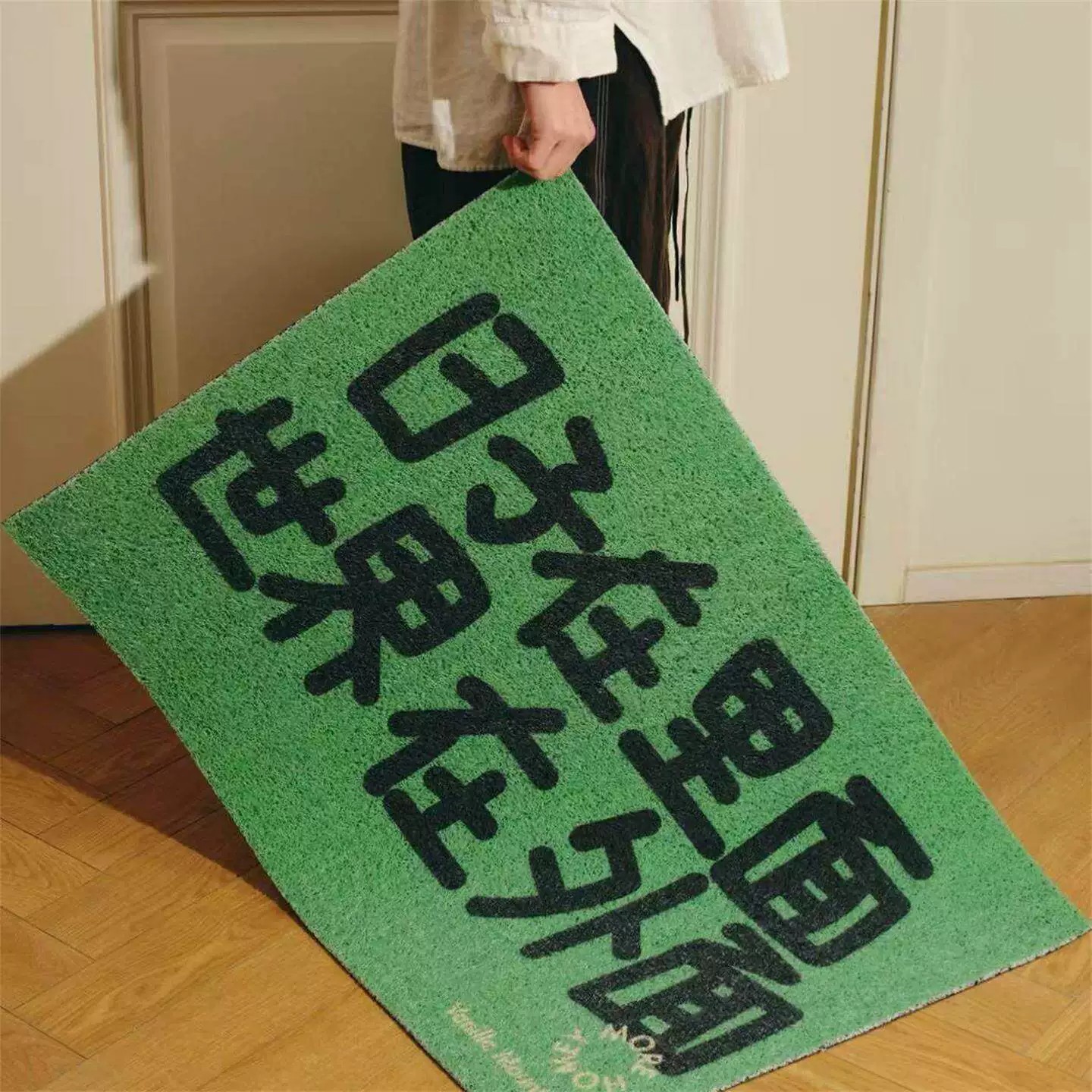清新文字丝圈防滑除尘门垫