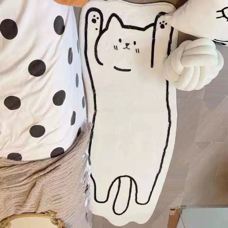 简约猫咪仿羊绒防滑耐磨地毯垫