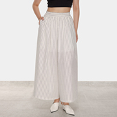 夏季 薄款 胖mm大码 ROSEPLUS条纹高腰休闲直筒阔腿裤 宽松垂感长裤 子