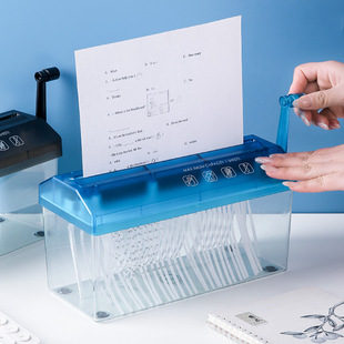 桌面手动碎纸机 办公A6迷你手动碎纸机桌面手摇式文件粉碎机