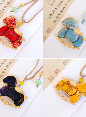 宋锦小马项链挂件马上有蝴蝶葫芦平安吊坠挂绳国风项链毛衣链配饰