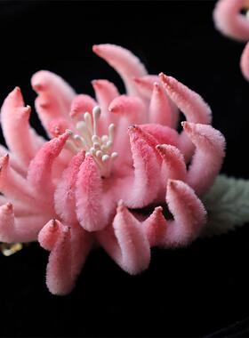 古风非遗仿绒花发夹侧边掩鬓点缀边夹国风汉服配饰寒菊花头饰发饰