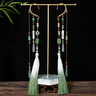 古风耳饰铜钱太极山鬼花铜钱耳环挂件汉服无耳洞耳挂国风耳坠配饰