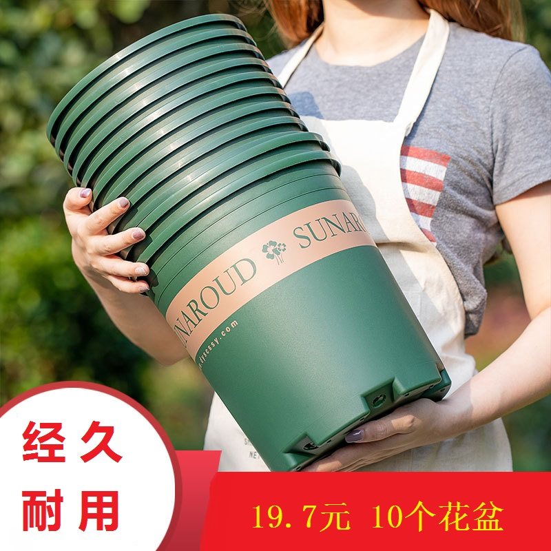 塑料圆形种百合花的加仑盆5加仑深高盆栽盆器大口径花盆北欧简约